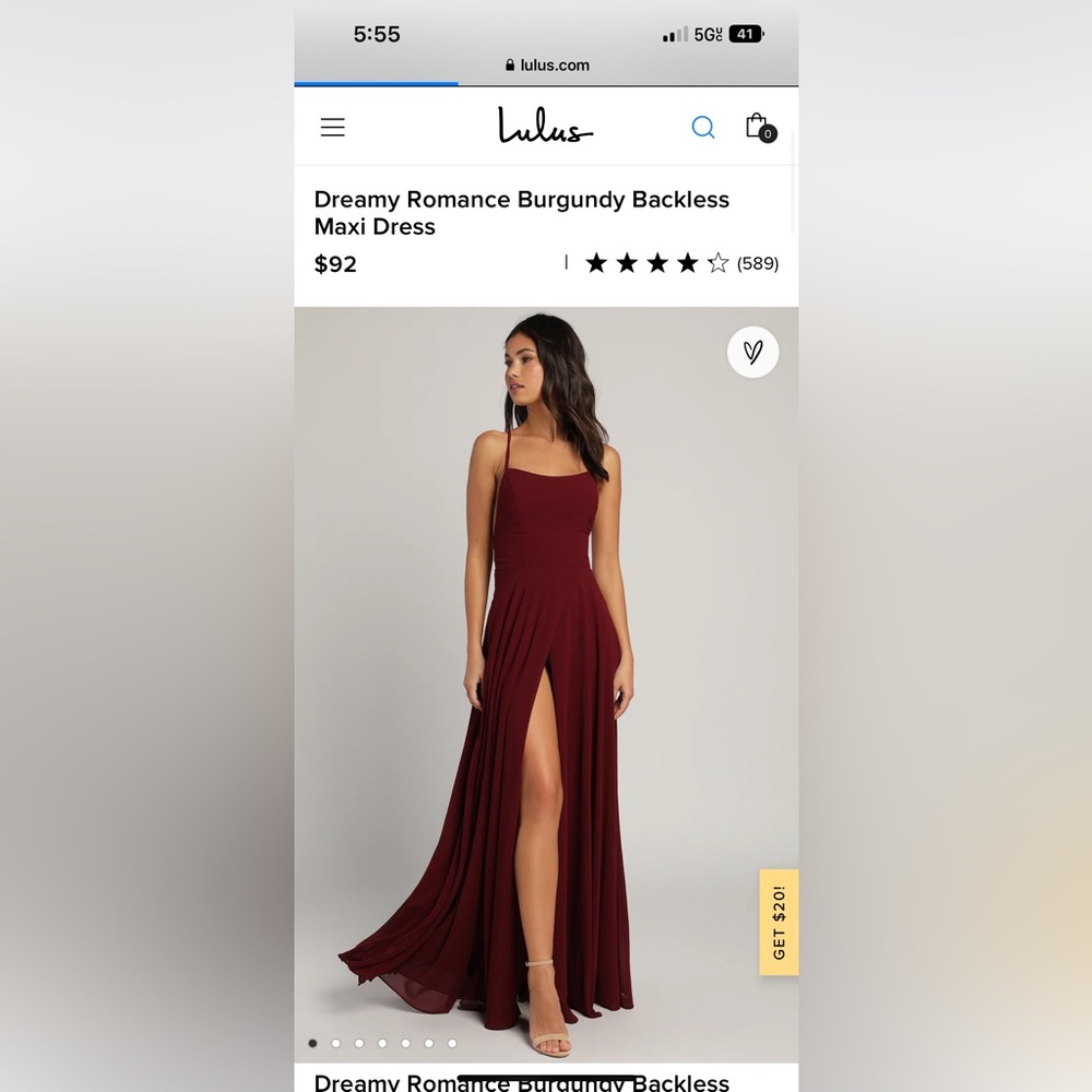 Low back maroon dress, great for black tie wedding